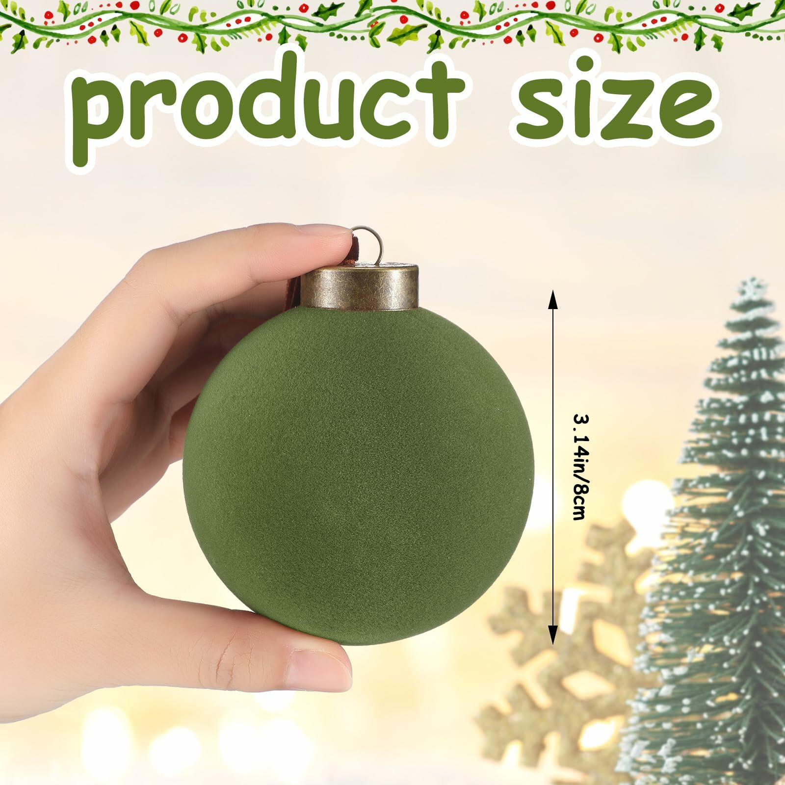 Liliful Velvet Christmas Balls Ornaments Green 3.15 Inch 15 Pcs