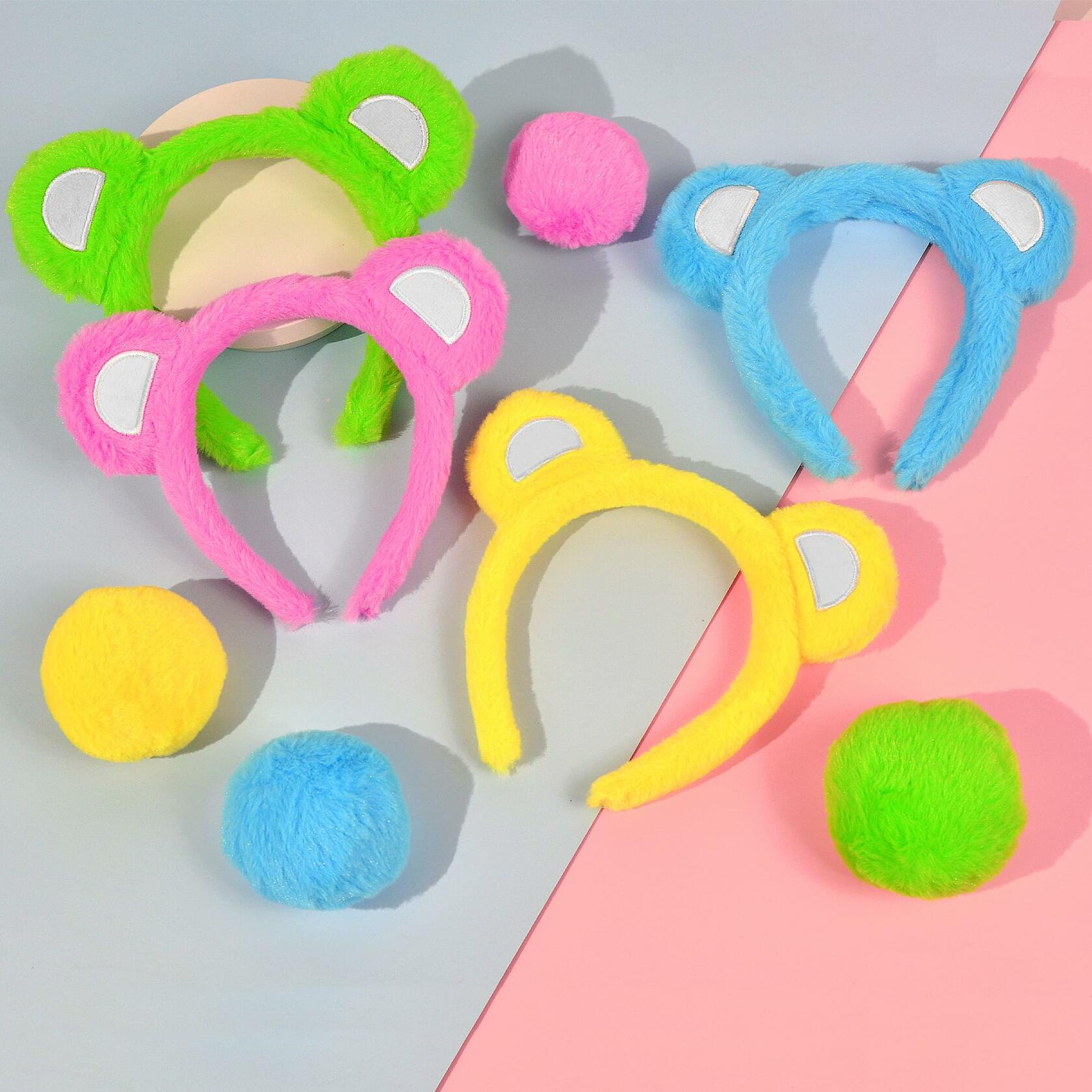 MUKOSEL Bear Ears Headband & Tail Set Animal Costume Blue Standard Size