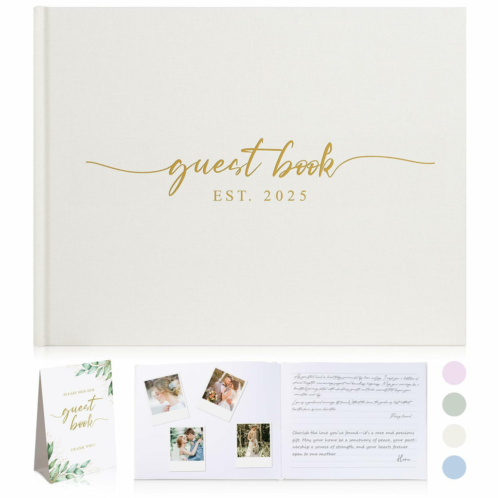 1DOT2 Wedding Guest Book 2025 Linen Photo Beige 100 Pages Acid Free Paper