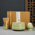 Sfutee Matcha Whisk Set 4pcs Ceramic Bowl Bamboo Scoop Chasen Holder 19oz Green