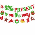 Ruicenbabiii Red A Little Present Is on the Way Baby Shower Banner Christmas