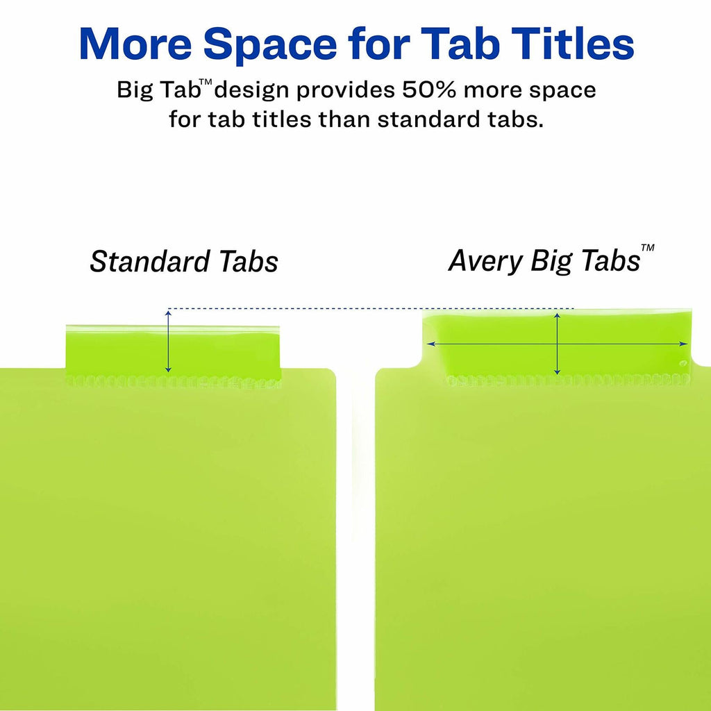 Worksaver Big Tab Dividers Set of 3 Plastic Insertable 5-Tab