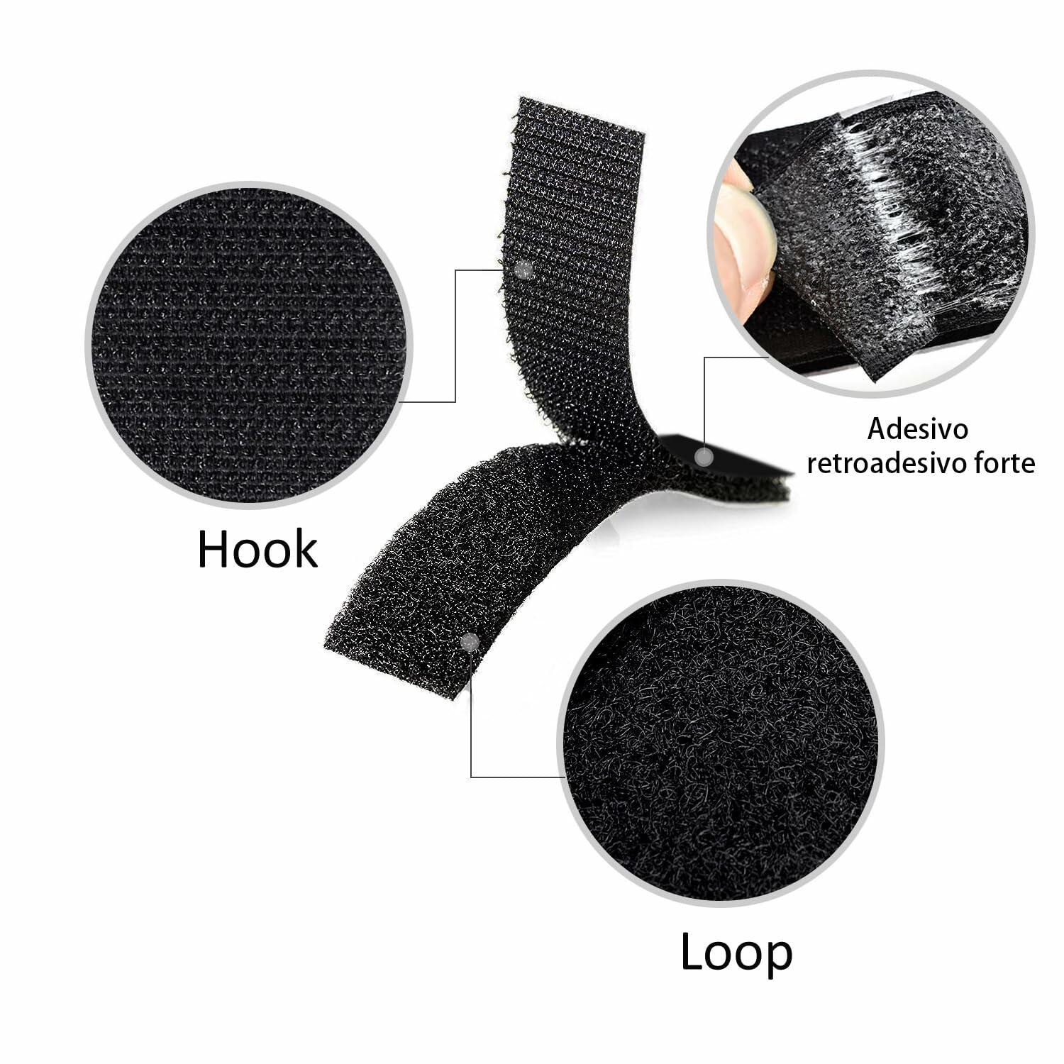 Melsan 1x4in Hook and Loop Strips Adhesive Black 15 Sets Strong Mounting Tape