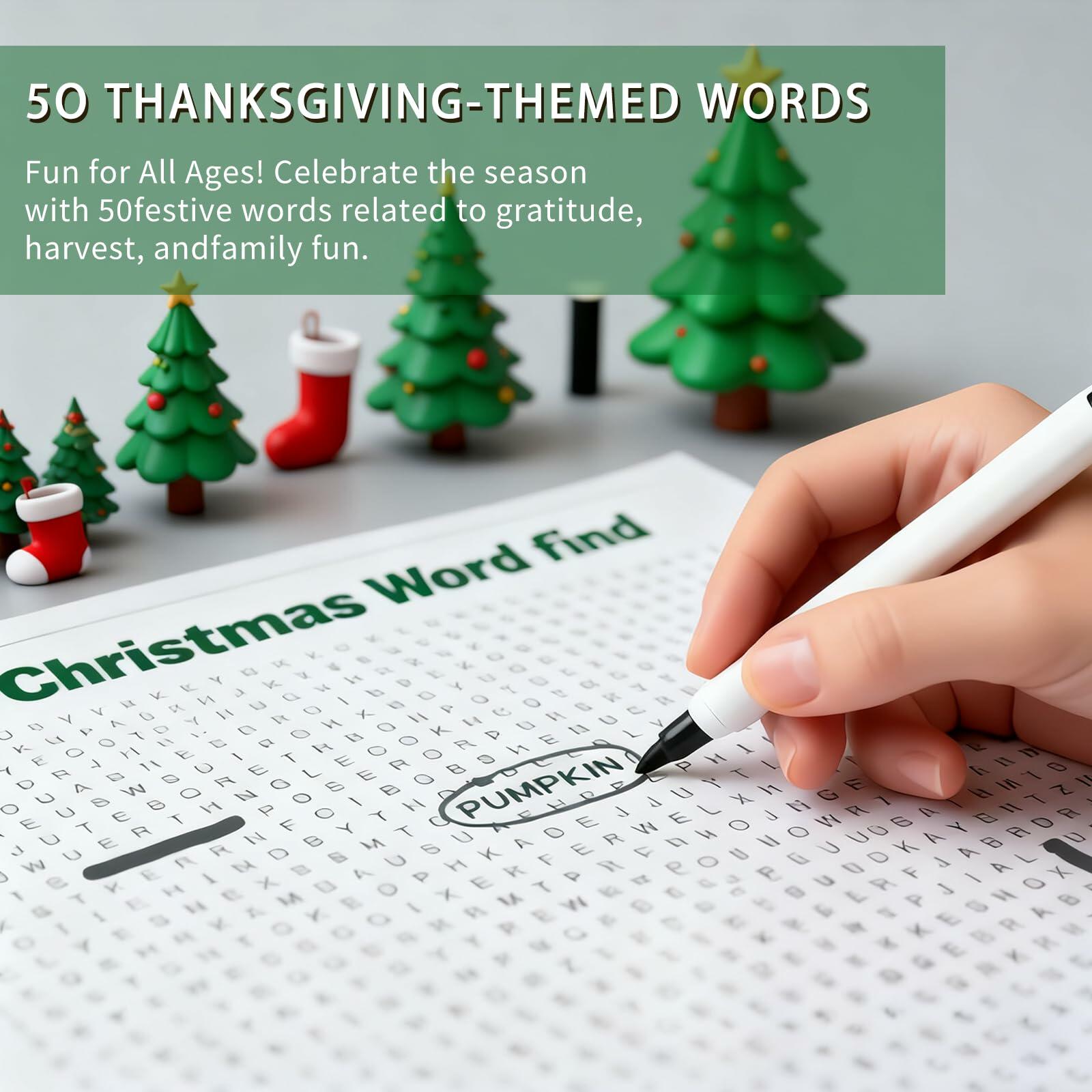 Christmas Word Search Poster Jumbo 36x24in 50 Words Holiday Game