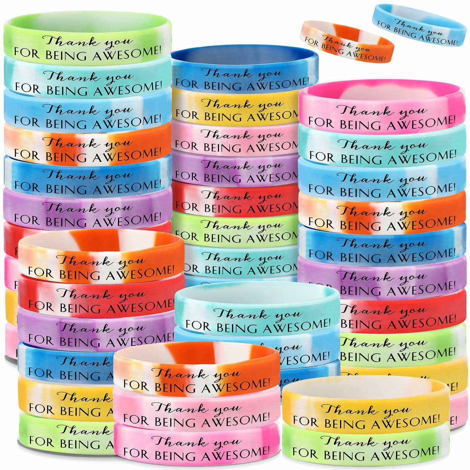 Sieral 120 Pcs Valentine Motivational Silicone Wristbands Joyous Color