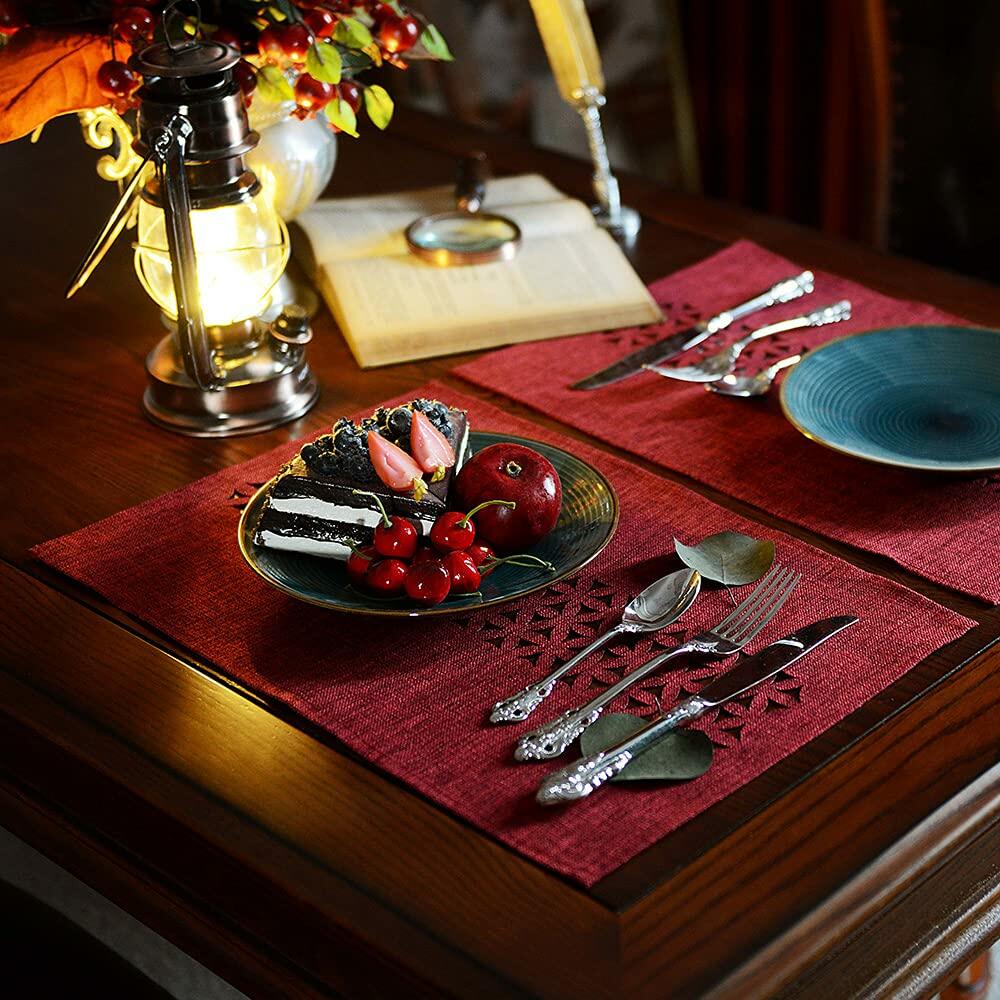 ARTABLE Rectangle Table Runner Fabric Burgundy 16x84 Inch Cottage Style