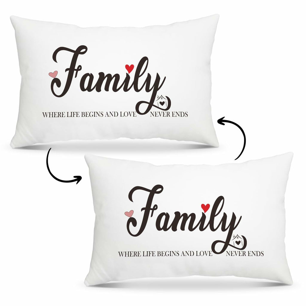 Fihjm Family Throw Pillow Cover 12x20 Beige Farmhouse Home Decor 24 Pack