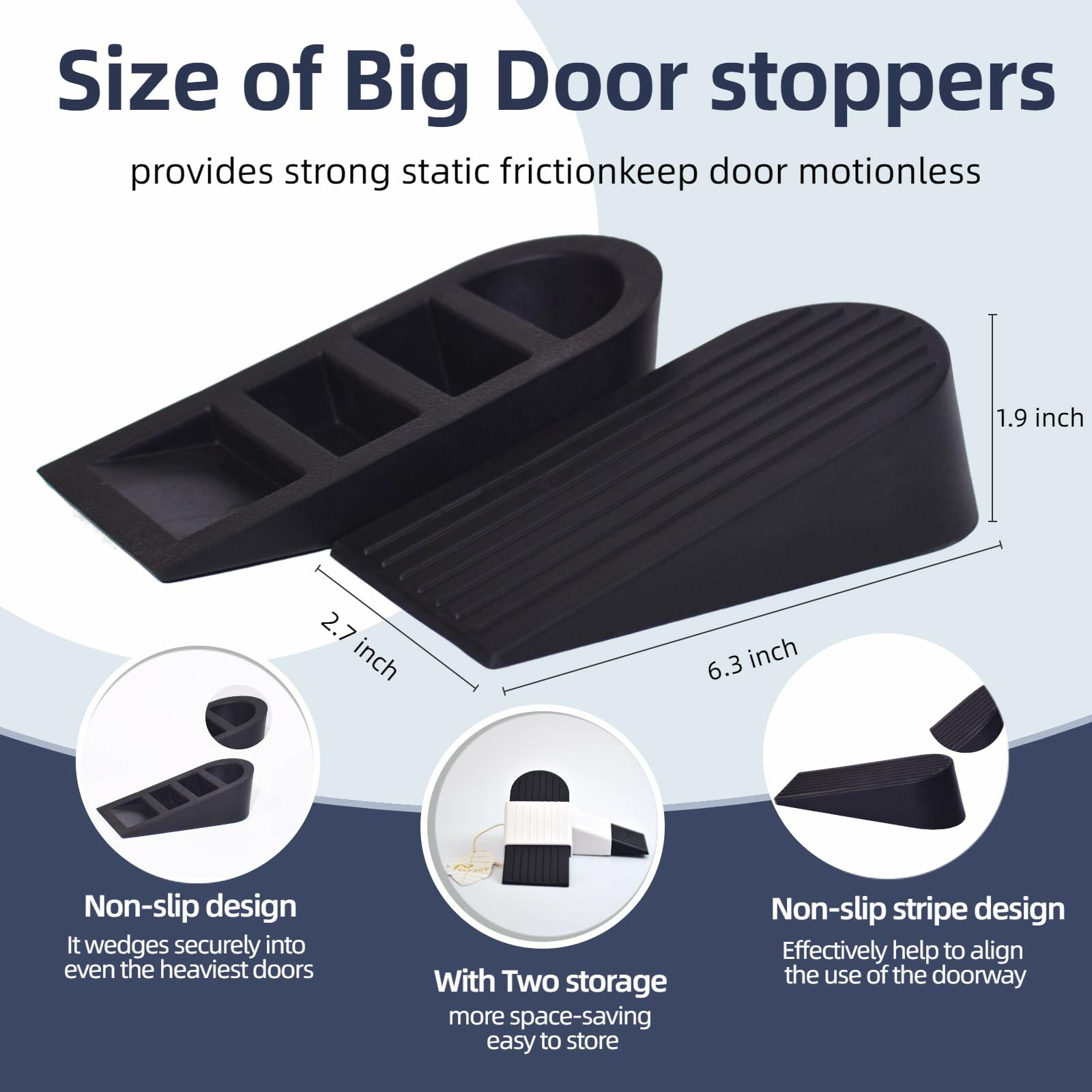 ELYXKY Rubber Door Stopper King-Size 2PCS Heavy-Duty Non-Slip Black