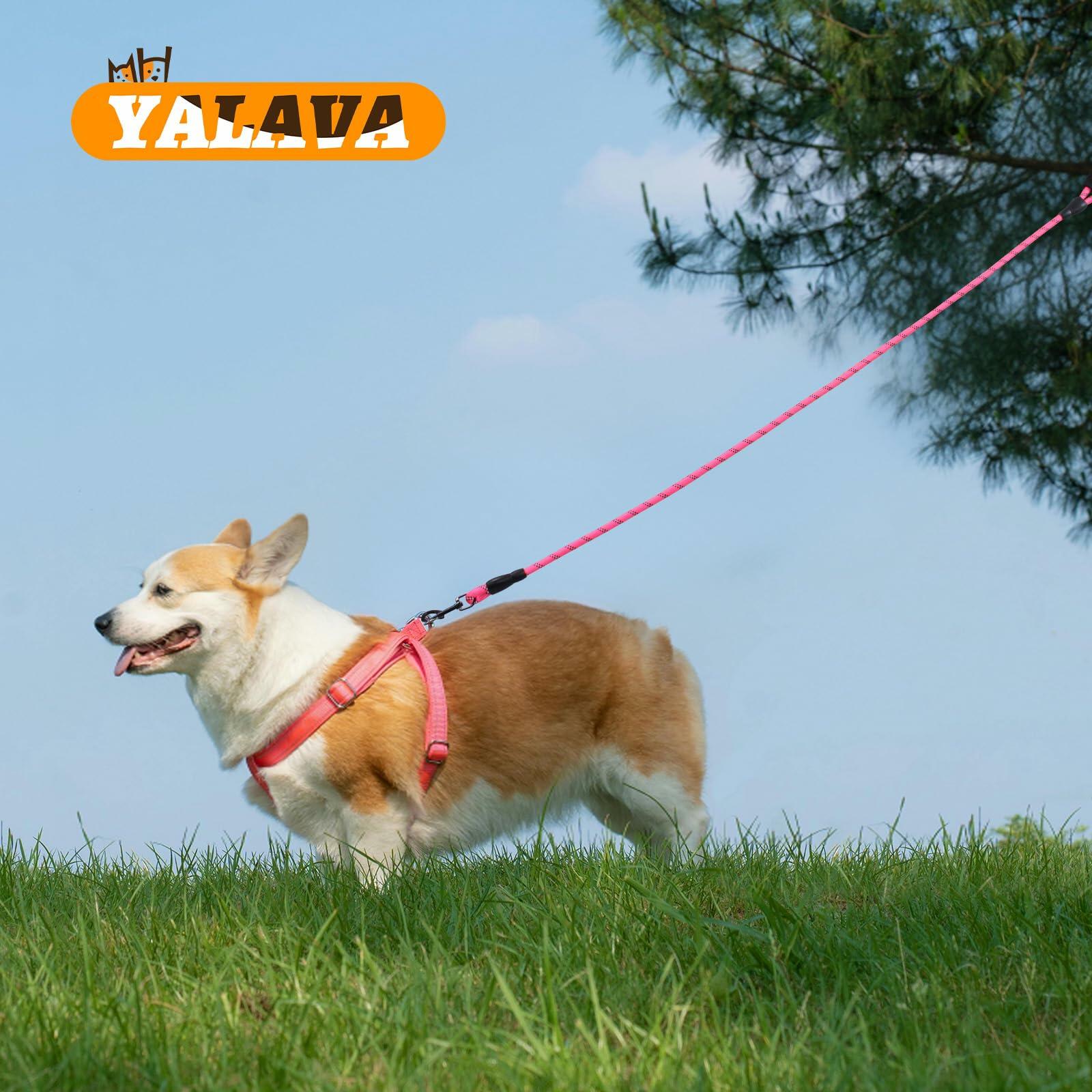 YALAVA Dog Leash 5FT Heavy Duty Reflective Nylon Rope Pink Padded Handle
