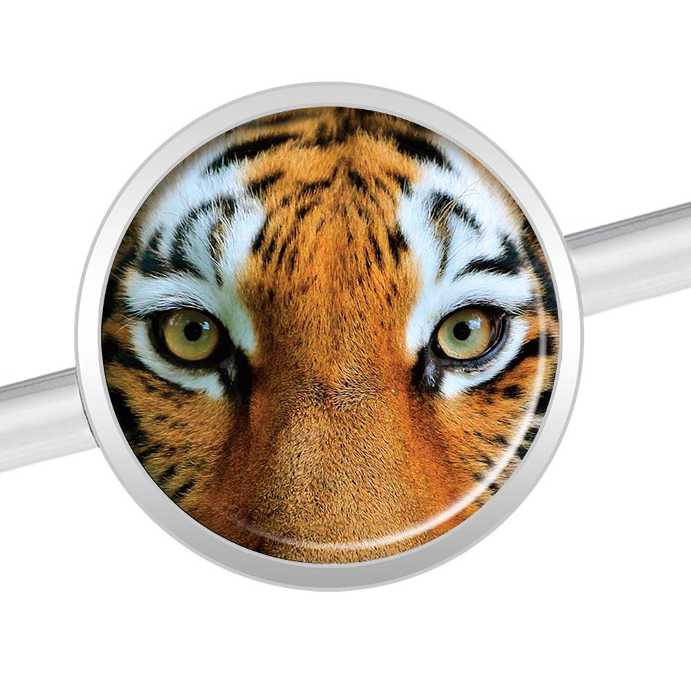 14G Full Color Tiger Eyes Industrial Barbell 37mm