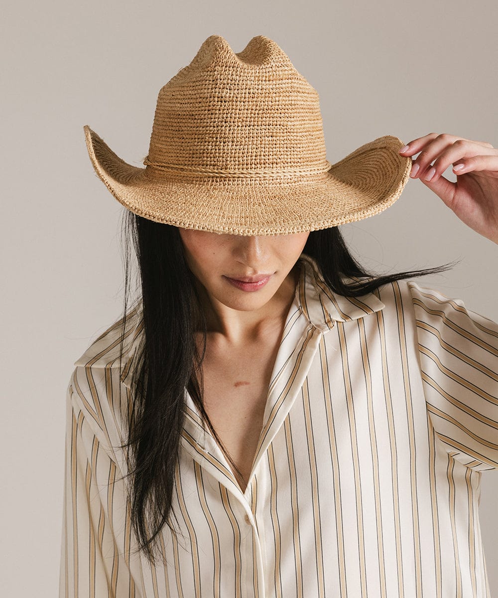 Sombrero de vaquero de paja plegable Ames