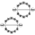 14G 3/4 Flower Halo Wreath Nipple Shied Set