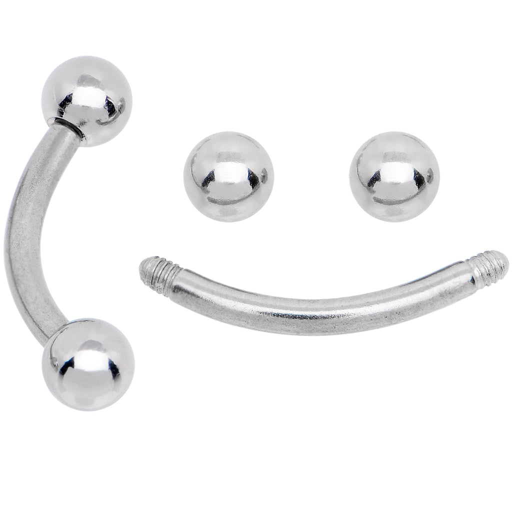 16G 5/16 CZ Gem Internally Threaded Curved Eyebrow Ring Pack Set of 8