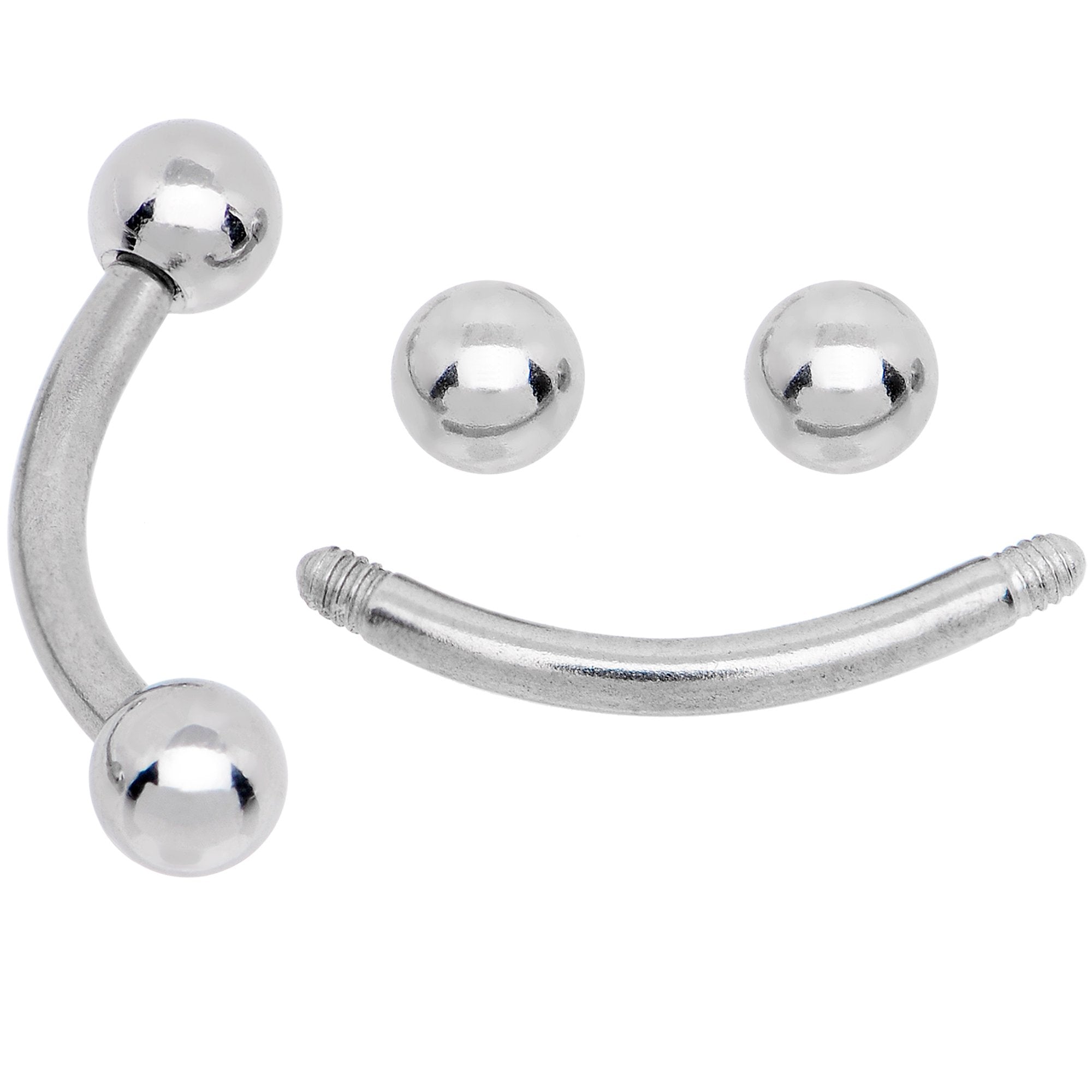 16G 5/16 CZ Gem Internally Threaded Curved Eyebrow Ring Pack Set of 8